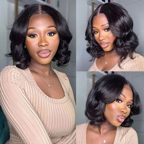 Wear And Go Body Wave Bob Wigs Ready To Wear Preplucked Brazilian Pre Cut Lace Glueless Body Wave Human Hair Bob Wigs Density180 Body Wave Bob Wig, Bob Body Wave, Body Wave Bob, Lace Frontal Bob, Short Hair Lengths, Deep Wave Hairstyles, Human Virgin Hair, Raw Hair, Body Wave Wig