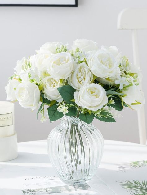 White Flower Arrangements, Wrist Flowers, Flower Model, Artificial Floral Arrangements, Silk Peonies, Artificial Bouquet, Artificial Flower Bouquet, Peony Rose, Peonies Bouquet