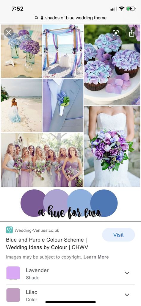 Blue And Purple Wedding Theme, Baby Blue Wedding Theme, Beach Wedding Colors Schemes, Lilac Wedding Themes, Beach Wedding Purple, Lavender Wedding Colors, Blue And Purple Wedding, Light Purple Wedding, Wedding Color Schemes Blue