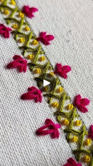 Handwork Border Designs, Embroidery Borders, Basic Hand Embroidery Stitches, Floral Diy, Embroidery Border, Ribbon Embroidery Tutorial, Simple Hand Embroidery Patterns, Textile Art Embroidery, Blackwork Embroidery