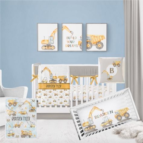 Crib Sheets Boy, Baby Boy Crib Bedding Sets, Boy Crib Bedding, Construction Nursery, Baby Boy Crib, Mini Crib Bedding, Boys Crib Bedding Sets, Set Construction, Baby Boy Crib Bedding