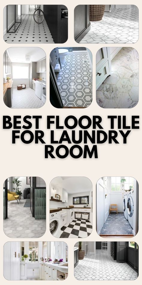 Discover Top Laundry Room Floor Tiles: Chic Patterns to Durable Picks Elegant Flooring, Room Tiles Floor, Laundry Room Floor, Room Floor Tiles, Flooring Options Durable, Laundry Room Tile, White Laundry Rooms, Tiny Laundry Rooms, Laundry Room Flooring