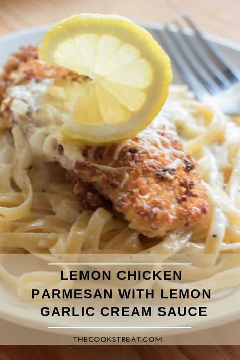 Creamy Lemon Garlic Sauce, Lemon Garlic Cream Sauce, Chicken Linguine, Cream Sauce For Chicken, Lemon Garlic Sauce, Lemon Cream Sauces, Chicken Recipes Boneless, Garlic Cream Sauce, Parmesan Crusted Chicken