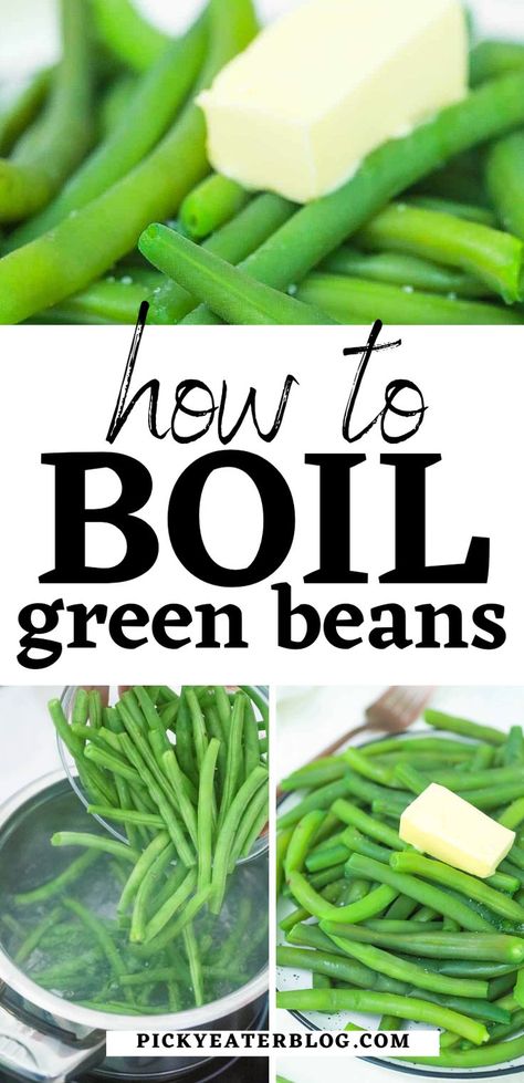 Fresh green beans when cooked right, are delicious and have a nice crunch! But you may be wondering how to boil green beans to achieve a bright color, and a bite, without overcooking. This is your ultimate guide for how to cook green beans so that they come out perfectly every single time! How To Prepare Green Beans, Green Beans Boiled, Beans For Babies, Cook Green Beans, Boil Green Beans, Seasoned Green Beans, How To Cook Greens, French Green Beans, Cooking Green Beans