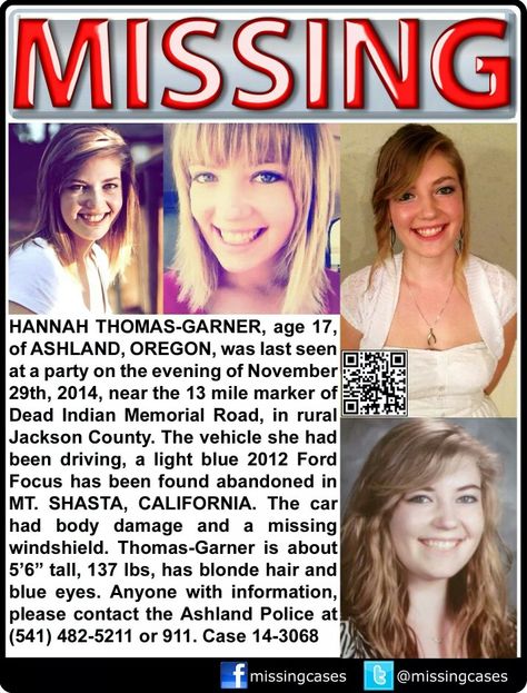 .... Hannah Thomas, 2012 Ford Focus, Ashland Oregon, Missing People, Amber Alert, Jackson County, Bring Them Home, Missing Persons, Cold Case