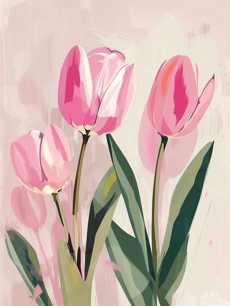 Image showcase directed by ThetaCursed, License: CC BY-NC 4.0 Color Layout, Flower Drawing Design, Bridal Bouquet Flowers, Painting Art Lesson, Art Prompts, Vintage Poster Art, Pink Tulips, Small Paintings, Modern Art Abstract