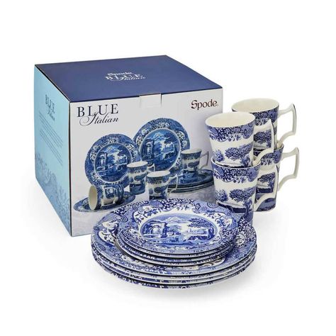 A perfect way to start your Blue Italian collection, or an ideal addition to your existing pieces, this 12-piece set is proudly made in England. Consisting of four dinner plates, four side plates and four elegant mugs, this beautiful blue and white set looks stunning on the table. Blue Italian has graced homes across the globe since its launch in 1816, however this 12 piece plate and mug set is made for modern life being oven, microwave and dishwasher safe.Made in our factory in England, each an White Pasta Bowls, Spode Blue Italian, Caramel Truffle, Liberty Blue, Royal Flush, Glazed Bowl, Italian Countryside, Italian Dinner, Dinner Set