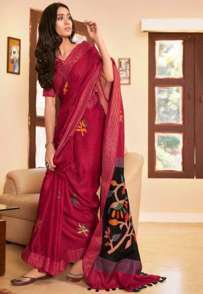 Cotton Sarees Online Shopping, Jute Sarees, Saree Floral, Cotton Sarees Online, Linen Sarees, Set Saree, Linen Saree, Utsav Fashion, Casual Saree