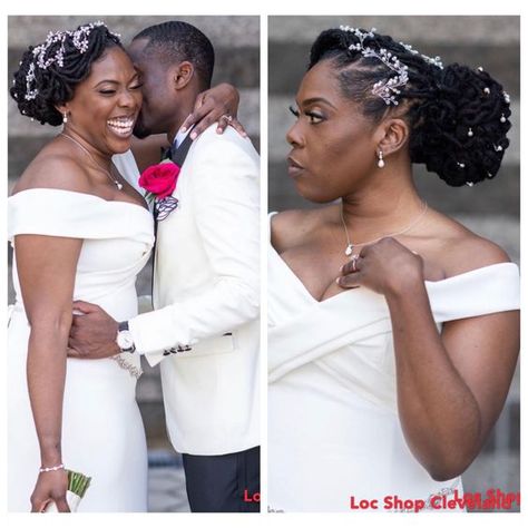 Wedding Dreadlock Hairstyles. - Gist94 Soft Locs Wedding Hairstyles, Wedding Headpiece With Locs, Bridal Hairstyles Locs, Elegant Loc Styles Black Women Wedding, Short Loc Styles For Wedding, Dread Lock Wedding Hairstyles, Wedding Hairstyles For Locs The Bride, Wedding Hairstyles Locs Black Women, Brides With Locs Black Women