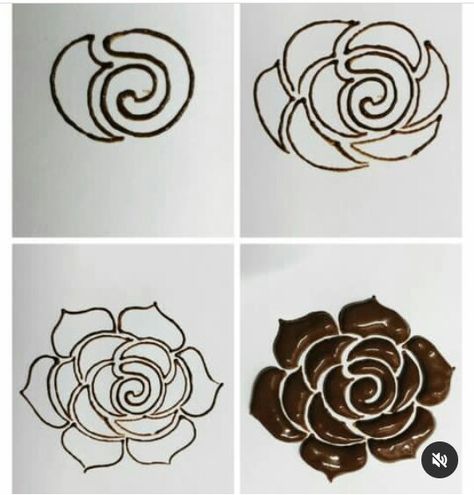 Mehndi Flower Step By Step, Mendhi Flowers Design, Mehndi Basic Design, Mehendi Designs Step By Step, Mehandi Flowers Design, Basic Mehndi Designs For Beginners, Mehndi Practice, Learn Mehndi, Mehndi Drawing