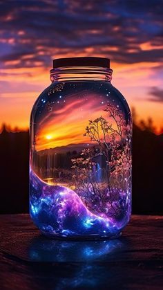 Glass Jar, The Sky, Stars, Water, Glass