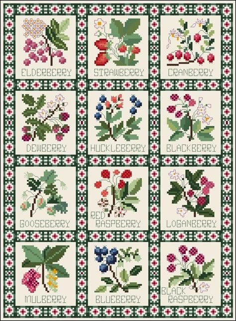 Berry Cross Stitch, Cross Stitch Berries, Gallery Ru Cross Stitch Charts, Cross Stitch Designs Flowers, Vintage Cross Stitch Patterns, Cross Stitch Pattern Free, Flower Cross Stitch Pattern, Cross Stitch Sampler Patterns, Floral Cross Stitch Pattern