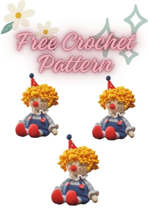 Amigurumi Sad Clown Free Crochet Pattern - Amıgurum.com Crochet Clown Pattern, Clown Crochet Pattern, Clown Pattern, Free Amigurumi Patterns, Amigurumi Free, Amigurumi Toys, Amigurumi Free Pattern, Pattern Free, Light Blue Color