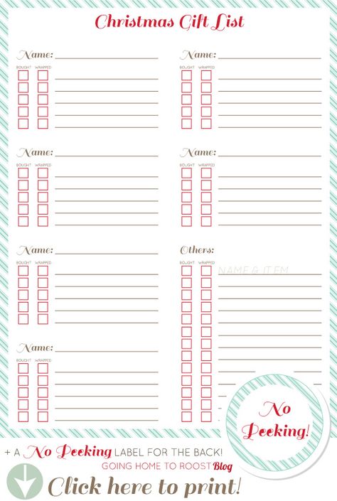 Christmas List Organization, Christmas Lists Printable, Christmas Shopping List Printable Free, Christmas Gift List Printable, Gift List Printable, Christmas Charts, Christmas List Ideas, Ocd Organization, Free Christmas Gifts