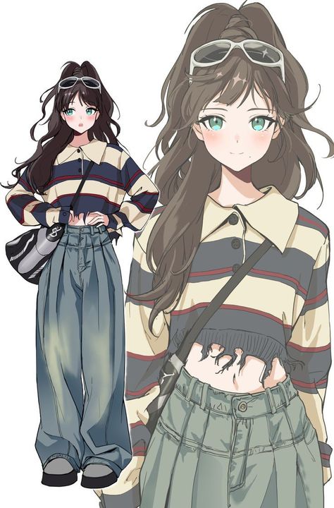 Anime Style Clothes Fashion, Anime Girlies Outfit, Casual Anime Outfits Drawing, Outfits Anime Drawing, Anime Outfit Design, Anime Girlies Cute, Anime Clothes Outfits, Anime Fashion Outfits, Outfits Anime