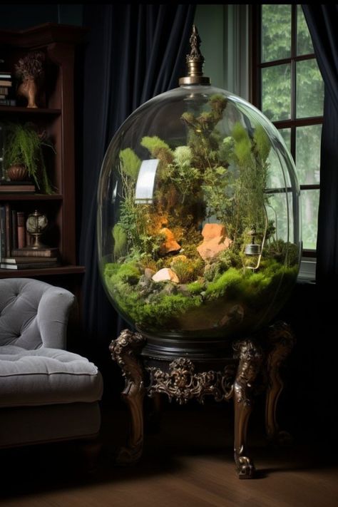 Closed Water Terrarium, Terrarium Room Ideas, Glass Jar Terrarium Diy, Tropical Terrarium Ideas, Large Terrarium Ideas Unique, Fairy Terrarium Ideas, Closed Terrarium Ideas, Moss Garden Terrarium, Fantasy Terrarium