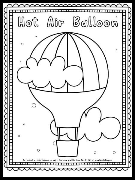 Cute Hot Air Balloon Coloring Page {FREE PRINTABLE} Cute Hot Air Balloon, Balloon Craft, Hot Air Balloon Craft, Coloring Page Free Printable, Balloon Crafts, Coloring Supplies, Educational Activities For Kids, Fun Printables