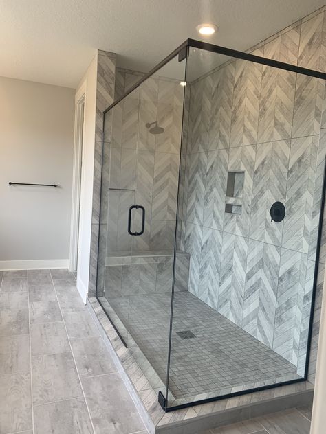 Master bath shower tile Master Bath Shower Tile, Bathroom Concrete, Bathroom Redecorating, Bathroom On A Budget, Master Bath Shower, New House Bathroom, Small Bathroom Makeover, Bathroom Shower Tile, Bathroom Remodel Shower