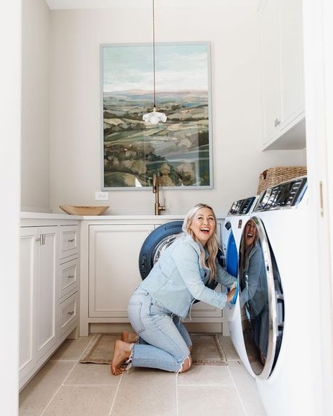 Mallory Ervin on Instagram: "Laundry room glow up!!!! Brought to you by my fave for high quality art @minted. I chose this painting for the laundry room because it really lightens up the space and gives it a warmer feel! I also die for how it looks like a real painting! So much art in my old home and spaces like this one in my new home are filled with Minted art. You can use code MALLORYART10 for 10% off Art (New Customers Only). Here are some other pieces of minted art in our home now! All of Mallory Ervin House, Dream Laundry Room Artwork, Laundry Room Art Painting, Watercolor Laundry, Mallory Ervin, Real Painting, Minted Art, My New Home, Old Home