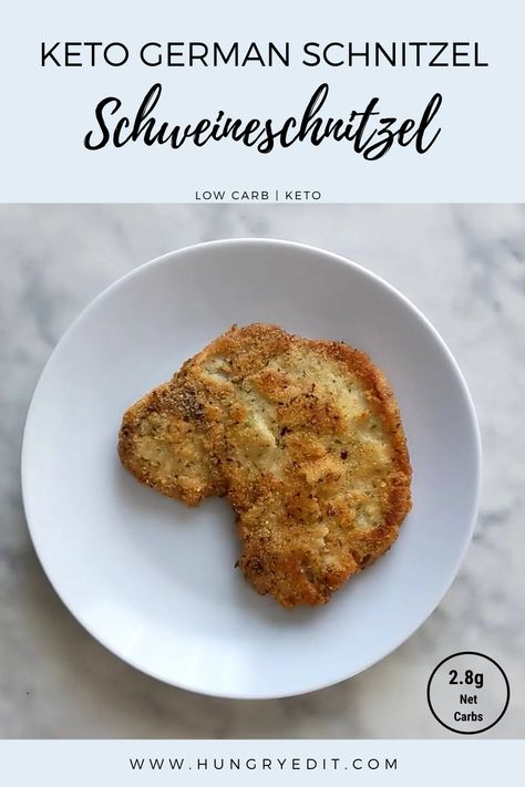 Our Keto German Schnitzel is made with pork cutlets and is breaded in a keto almond flour mixture. This recipe is an easy keto dinner! #glutenfree Keto Schnitzel Pork, Keto Pork Schnitzel Recipe, Gluten Free Schnitzel Recipe, Keto Chicken Schnitzel, Keto Turkey Cutlet Recipes, Keto Pork Cutlet Recipes, Keto German Recipes, Pork Sirloin Cutlets Recipe, Keto Schnitzel