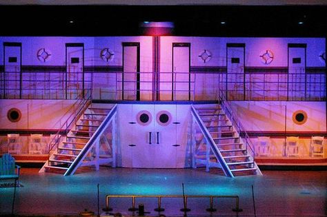 Anything Goes set Anything Goes Set Design, Anything Goes Musical, Reno Sweeney, Photobooth Background, Boat Props, Stage Lighting Design, Stage Ideas, Set Ideas, Love Boat