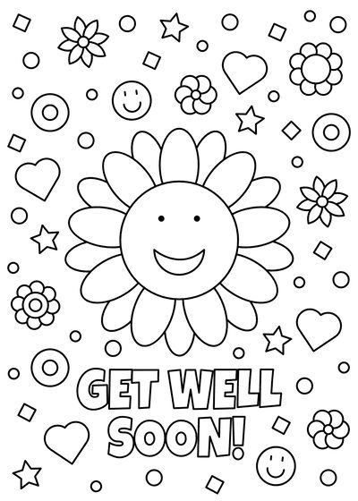 Get Well Coloring Pages Free Printable, Diy Get Well Cards From Kids, Get Well Cards Made By Kids, Get Well Soon Cards From Kids, Get Well Soon Coloring Pages, Well Drawing, Acrylic Painting Rocks, New Baby Wishes, Get Well Soon Quotes