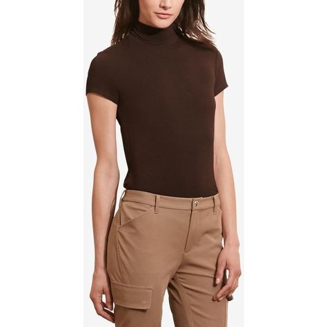 Lauren Ralph Lauren Petite Jersey Short-Sleeve Turtleneck ($70) ❤ liked on Polyvore featuring tops, sweaters, brown, turtle neck sweater, petite sweaters, short sleeve jersey, turtleneck tops and short sleeve turtleneck Turtle Neck Short Sleeve, Brown Turtleneck Sweater, Brown Turtleneck, Styling Outfits, Outfit Brown, Petite Sweaters, Ralph Lauren Shorts, Plus Size Sweaters, Plus Size Shorts