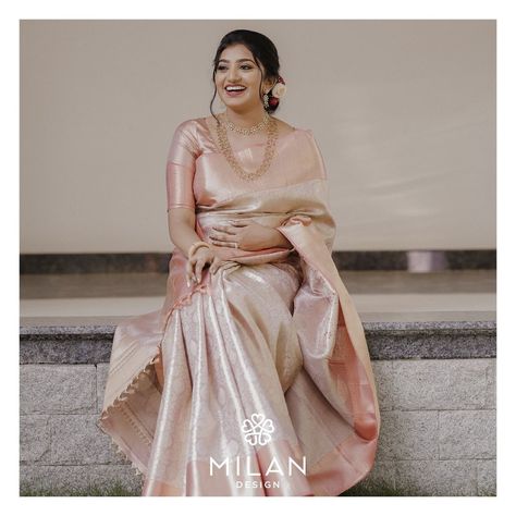 Pastel Colors Sarees, Pastel Bridal Saree, Milan Design Sarees, Kerala Christian Engagement Dress, Pastel Saree Wedding, Manthrakodi Saree Christian, Pastel Sarees, Kerala Engagement Dress, Saree Outfit