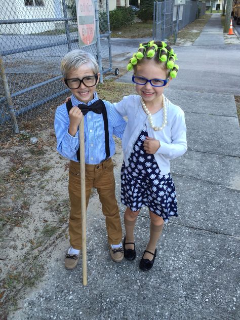 100th day of school costumes! Mini grandpa and grandma 100 Years Old Costume For Kids, 100 Day Dress Up, Kids Old Man Costume 100th Day, 100 Years Old Costume For Kids 100th Day, Old Lady Costume For Kids 100th Day, 100 Days Of School Old Man, Dress Like 100 Years Old Kids, 100th Day Of School Dress Up, Old Woman Costume