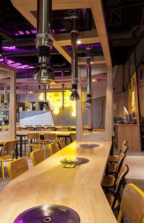 Bbq Restaurant Design, Yakiniku Restaurant, Korean Interior Design, Japanese Restaurant Interior, Korean Bbq Restaurant, Japanese Restaurant Design, Korean Grill, Budget Interior Design, Barbecue Restaurant