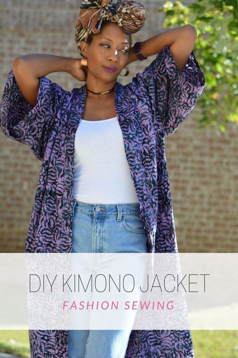 Kimono Jacket Pattern, Kimono Diy, Fall Kimono, Kimono Sewing Pattern, Diy Kimono, Diy Fashion Trends, Mode Kimono, Kimono Coat, Simple Sewing