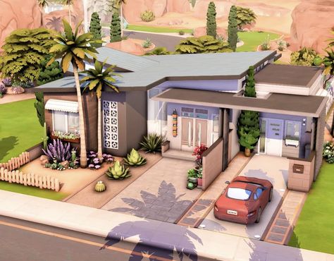 Oasis Springs Modern House Sims 4, Sims 4 Houses Oasis Springs, Sims 4 Oasis Springs House, Modern House Sims 4, Sims Family, Sims Lots, Snowy Escape, Sims 4 Houses Layout, Oasis Springs