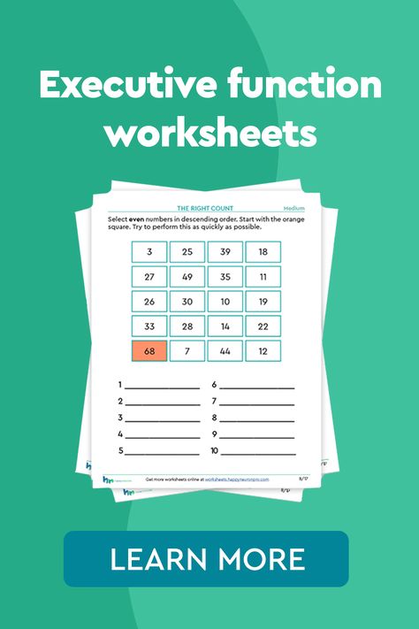 Help your patients exercise executive function skills with worksheets from HappyNeuron! Executive Functions Worksheets, Executive Functioning Worksheets, Executive Functioning Activities, Reasoning Activities, Memory Activities, Executive Functions, Counseling Worksheets, Cognitive Activities, New Years Countdown