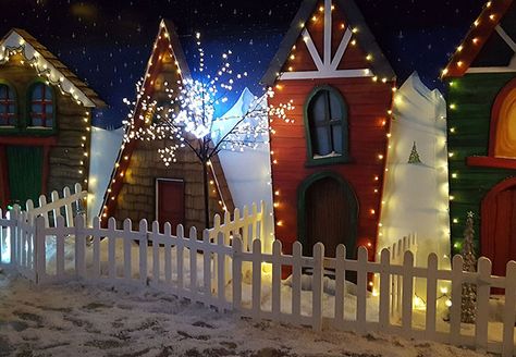 Elf Village Decorations, Santas Village, Elf Village, Santa Claus Village, Ward Christmas Party, Santa's Village, Lala Land, Pole Buildings, Race Course