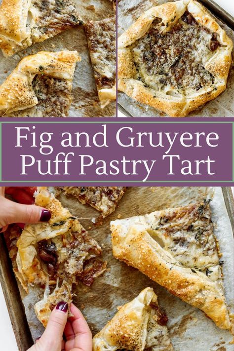 Serve a Fig and Gruyere Puff Pastry Tart as an appetizer or paired with a salad for a light dinner. Make with homemade Fig and Bacon Jam. Gruyere Puff Pastry, Puff Pastry Bacon, Summer Entertaining Recipes, One Bite Appetizers, Puff Pastry Appetizers, Pastry Appetizer, Puff Pastry Tart, Small Appetizers, Puff Pastry Dough