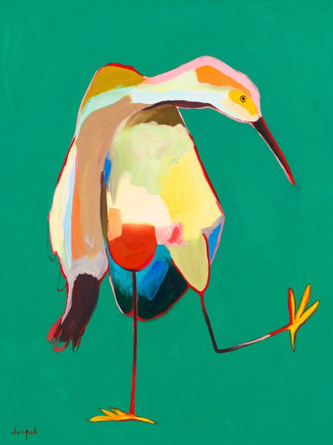 Giclee Print - A cheerful addition to any space, this colorful bird captured mid-step was painted in oil using brush and palette knife; its bold swaths of color and painterly aesthetic make it a delightful addition to any wall.<br><br>Available in the following formatsGiclee print on 100% cotton fine art paper. Not signed or numbered, ships rolled; not ready to hang.</li><li>Giclee print on 100% cotton fabric canvas. Not signed or numbered, ships rolled; not ready to hang Art Booth, Painterly Prints, Bold Abstract Art, Bird Paintings On Canvas, Eclectic Maximalism, Textured Paint, Abstract Wall Painting, Bird Artwork, Painting Inspo