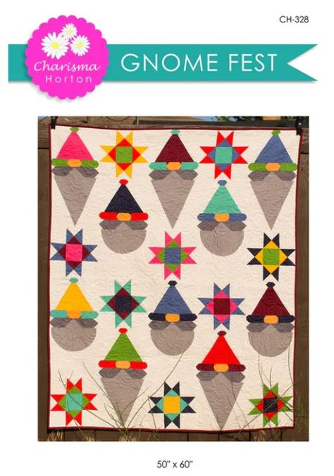 "Throw size gnome quilt for winter...what could be better?!? Gnomes always make me happy. ☺️ Finished size is 50\" x 60\"." Gnome Quilt Block, Gnome Quilts, Gnome Quilt, 2023 Crafts, Gnome Mug, Halloween Gnomes, Sewing Projects Ideas, Pinwheel Quilt, Holiday Quilts