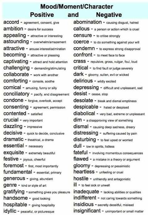 Positive and negative adjectives 3 Negative Words List, Negative Adjectives, Good Adjectives, Positive Adjectives, Negative Words, Teaching English Grammar, Essay Writing Skills, Going To Sleep, English Vocab