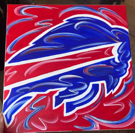 Buffalo Bills Crafts Diy, Buffalo Bills Painting, Red Abstract Background, Football Paintings, Buffalo Bills Logo, Bills Logo, Art Football, Buffalo Bills Football, Painting Canvases