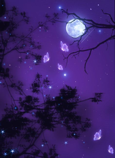 #Moon 🌙 #Butterflies 🦋 #Purple #PurpleAesthetic #Neon #Night #Noche #Myedit #Morado #Mariposas #Arboles #Trees #Gaby298 #freetoedit Butterflies Purple, Mode Purple, Purple Butterfly Wallpaper, Purple Aesthetic Background, Dark Purple Wallpaper, Purple Flowers Wallpaper, Iphone Wallpaper Aesthetic, Carpet Ideas, Dark Purple Aesthetic