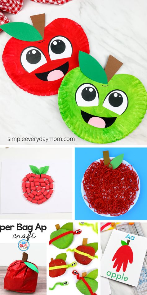 Find tons of easy apple craft ideas for kids to make for fall! These ideas are great for preschoolers, pre-k, and kindergarten children. They’ll help with fine motor skills, creativity, scissor skills and more! Paper Plate Apple Craft, Apple Crafts For Kids, Apple Craft For Kids, Apple Art Projects, Apple Crafts Preschool, Apple Crafts, Kindergarten Craft, September Crafts, Paper Plate Crafts For Kids