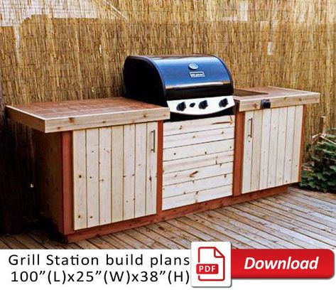 This is a complete set of plans for build a grill table at a fraction of the cost. Looking for high-quality grill station plans to enhance your outdoor cooking experience? Look no further! Our grill cart plans offer a comprehensive guide to building your very own versatile and functional grill cart. Whether you're a DIY enthusiast or a seasoned carpenter, our detailed instructions and diagrams make the construction process a breeze. From sturdy materials to smart storage solutions, our plans provide everything you need to create a customized grill station that meets your specific needs. Impress your friends and family with a stylish and efficient grill setup that will delight outdoor gatherings. Get started today and elevate your grilling game! In terms of the functional aspects of the des Outdoor Grill Area Diy, Grilling Station, Outdoor Grill Area, Grill Stand, Kitchen Plan, Grill Cart, Grill Tools, Under Counter Fridge, Grill Table