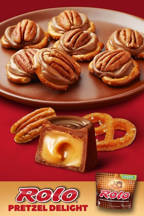 Pecan Rolo Pretzel Recipe, Rollo Candy Recipes, Pretzel Rollo Treats, Rolo Candy Recipes, Pretzel Rolo M&m, Rolos Pretzels, Pretzels And Rolos, Pretzels With Rolos, Rollo Pretzel Treats