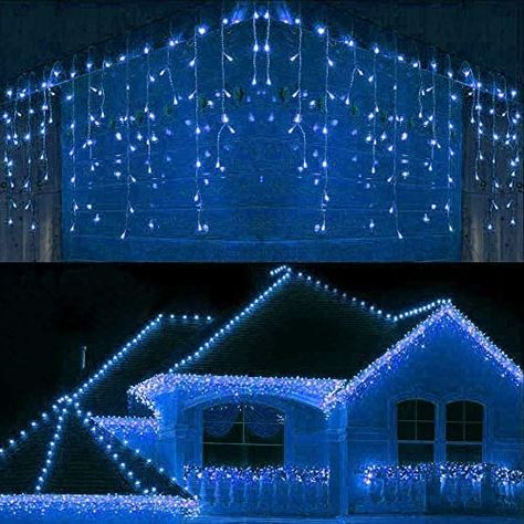 Christmas Light Curtains, Led Icicle Lights, Icicle Christmas Lights, Led Bleu, Led House, Led Curtain, Icicle Lights, Led Decor, Outdoor Christmas Lights