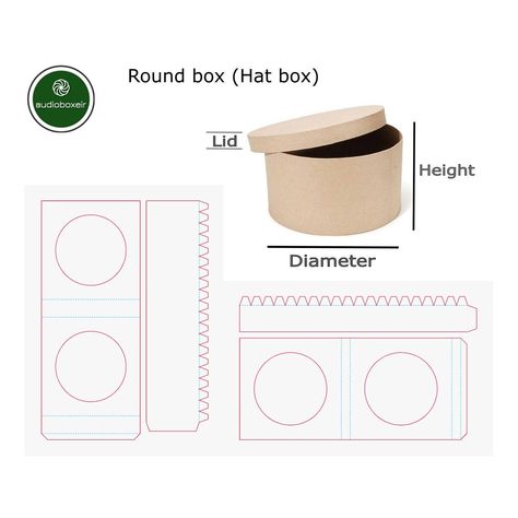 Hat Box Template, Matchbox Template, Paper Box Template, Cricut Design Studio, Packaging Template, Round Hat, Gift Box Template, Hat Boxes, Round Box