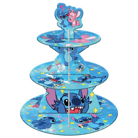 PRICES MAY VARY. Package Includes: 1 set 3-tier stitch cupcake stand, cute and beautiful, easy to assemble, perfect for kids birthday party decorations. Quality Material: Stitch round cupcake stand are made of high quality paper cardboard material, sturdy, non-toxic, no fading, not easy break and can hold enough paper cupcakes for birthday party, reusable to use. Suitable Size: 3 tier stitch cupcake tower measures 16.8 inches in height, the top tier tray diameter is 7.9 inches, the middle tier t Baby Shower Stitch, Stitch Birthday Party, Cardboard Cupcake Stand, Little Monster Party, Stitch Party, Stitch Birthday, Kids Birthday Party Decoration, Birthday Decorations Kids, Party Centerpiece