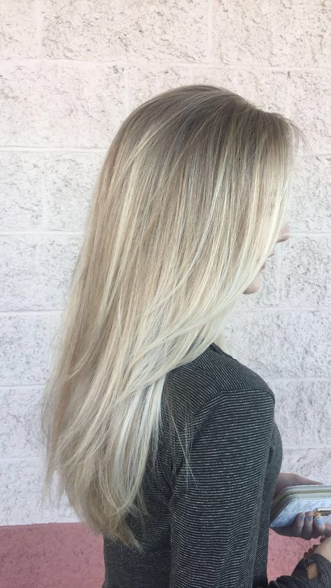 Icy blonde balayage with highlights Full Icy Blonde Highlights, Blonde Balayage With Highlights, Icy Natural Blonde, Champagne Blonde Highlights, Icy Blonde Partial Highlights, Balayage With Highlights, Icy Blonde With Extensions, Icy Blonde Extensions, Highlights Makeup