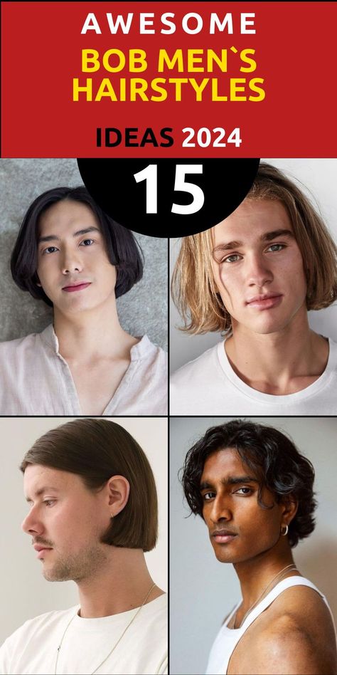 Discover the latest trends in men's grooming with our guide to 15 ideas for bob men's hairstyles in 2024. Whether you prefer short, curly, long, or wavy bob hairstyles, we have you covered. Explore layered cuts, tucked styles, and even the allure of golden blonde bob variations. Embrace the versatility of wavy layered and curly stacked bobs to keep your look fresh and fashionable this year. Bob Men Haircut, Male Bob Haircut, Men Bob Haircut, Golden Blonde Bob, Bob Variations, Straight Bobs, Curly Stacked Bobs, Chanel Men, Curly Styles