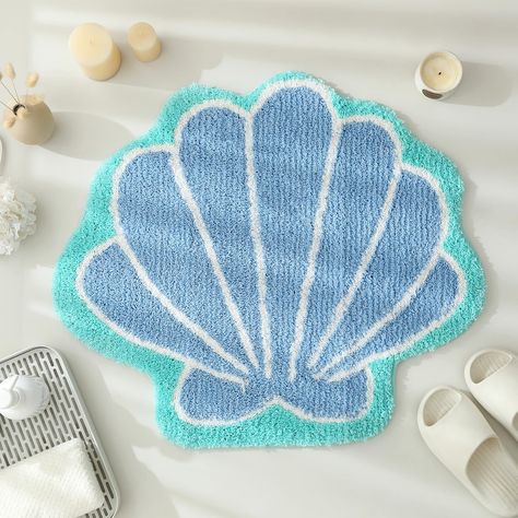 PRICES MAY VARY. 🌊【Exclusive Shell Design】The unique seashell-shaped bathroom mat design adds a touch of elegance. 🌊【Gift Choice】Looking for a thoughtful gift? This seashell bath rug makes a perfect present for birthdays or Valentine's Day. Its unique design and practicality make it a delightful and useful choice, sure to be appreciated by your loved ones. 🌊【Bath Mat Material】This mat is super soft and comfortable, with a non-slip TPR bottom for added safety. 🌊【Multiple colors】Multiple color Mermaid Bathroom Kids, Sea Room Decor, Cute Seashell, Blue Bathroom Rugs, Seashell Bathroom, Ocean Themed Bathroom, Ocean Room Decor, White Bathroom Rug, Sea Bathroom