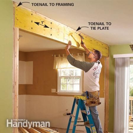 Load Bearing Beam, Load Bearing Wall, Prehung Doors, Family Handyman, Room Remodeling, Home Repairs, Diy Home Improvement, Home Reno, Home Maintenance